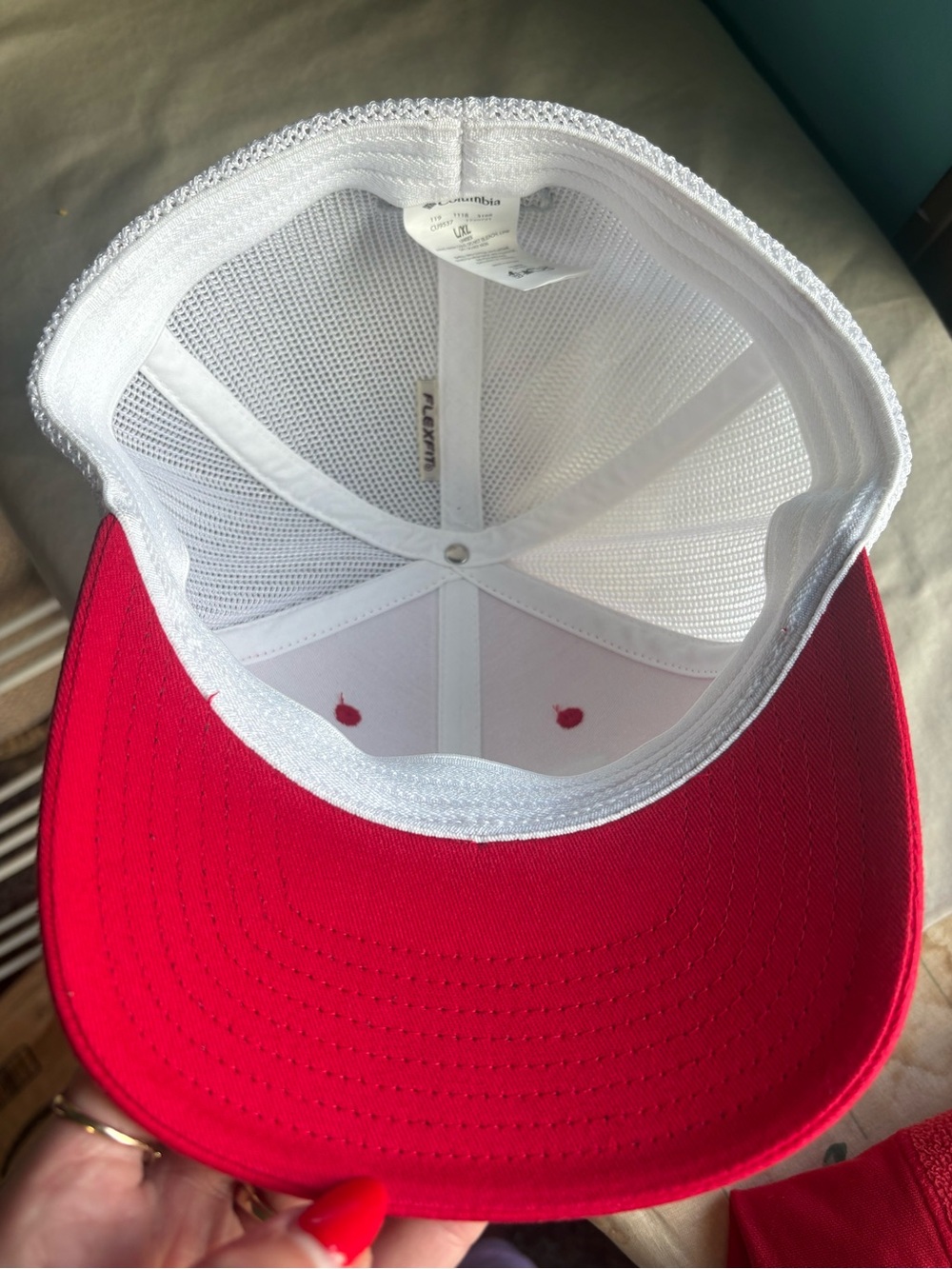 Columbia Red and White PFG Performance Fishing Gear Trucker Hat - Picture 6 of 6
